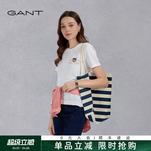 甘特夏季 GANT 100%棉 休闲T恤 男女同款 简约学院风舒适短袖 新款