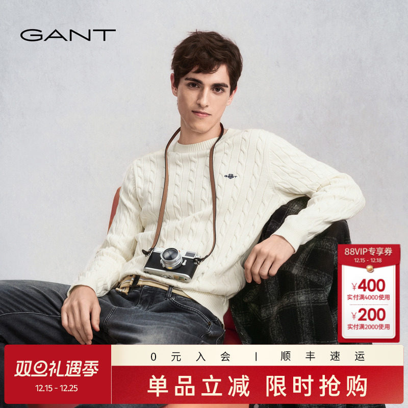 GANT/甘特男士纯棉圆领长袖针织