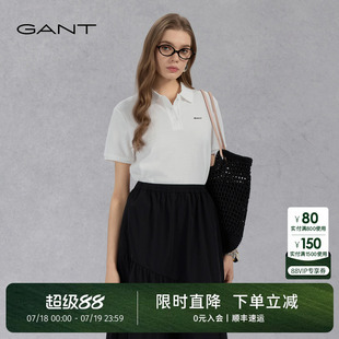 POLO衫 GANT 女士精梳棉T恤上衣小方格肌理感短袖 甘特2025新款 夏季
