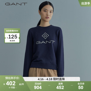 字母印花休闲舒适圆领卫衣 复古美式 4204680 GANT甘特女士时尚