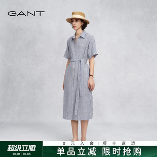 GANT 甘特2026春夏女士纯亚麻连衣裙优雅老钱风衬衫 裙 源野裙