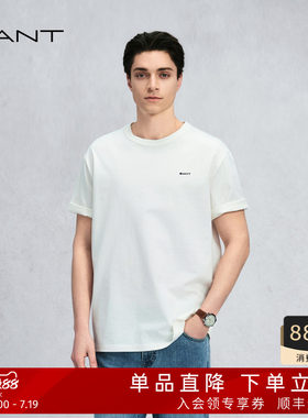 GANT/甘特男士圆领白色短袖T恤