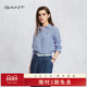 100%亚麻 GANT 甘特26春夏新款 女士宽松休闲衬衣条纹长袖 衬衫