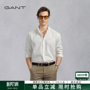 GANT 型 甘特男士 商务通勤白衬衣美式 衬衫 休闲纯色长袖 亚洲版