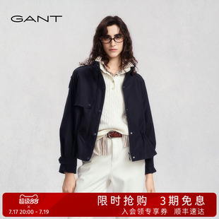 GANT/甘特2025秋季新款女士休闲工装宽松夹克收腰立领短款外套
