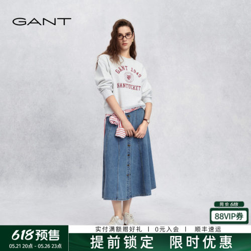GANT/甘特女士纯棉牛仔复古伞裙