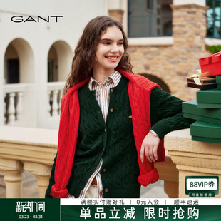 绞绞者 女纯棉圆领毛衣绞花针织开衫 GANT 新款 外套 甘特春秋季