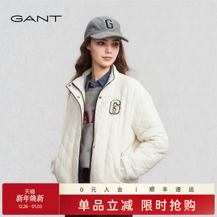 女士短款 新款 立领菱格绗线棉服学院风棉服 甘特2025秋冬季 GANT
