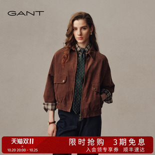 【棉】GANT/甘特26秋冬新款女士灯芯绒翻领短款复古夹克外套
