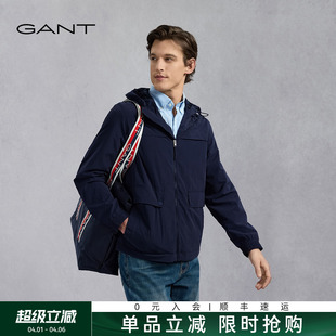 通勤外套纯色宽松休闲连帽男装 夹克衫 甘特男士 GANT 亚洲版 型