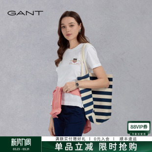 甘特夏季 GANT 新款 男女同款 休闲T恤 简约学院风舒适短袖 100%棉