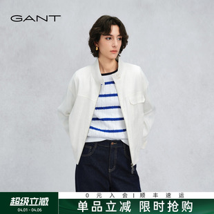GANT 甘特26春女士亚麻混纺休闲立领哈灵顿夹克外套 随心系列