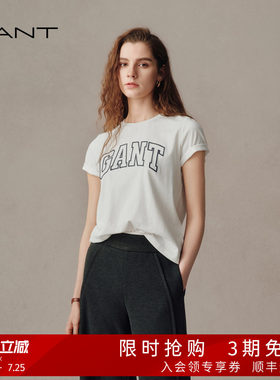 GANT/甘特女士字母刺绣短袖T恤衫