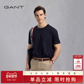 100%棉 GANT 甘特夏男士 宽松休闲罗纹圆领简约百搭短袖 重磅T恤