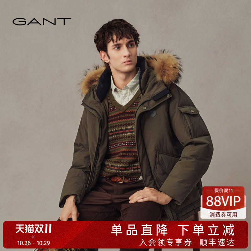 【暖核系列】GANT/甘特26冬季男装防风工装派克服毛领羽绒服外套