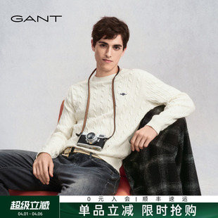 纯棉绞花针织衫 GANT 甘特秋冬新款 男士 针织 复古学院休闲圆领长袖