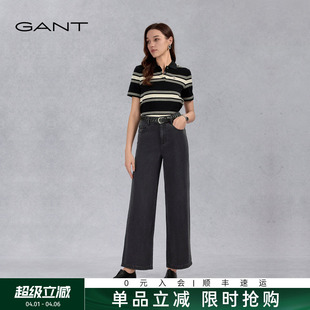 女裤 垂感黑色直筒阔腿牛仔裤 新款 甘特春夏季 100%莱赛尔 GANT