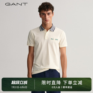 休闲棉质透气拼接翻领刺绣短袖 男士 时尚 POLO衫 甘特夏季 GANT 新款
