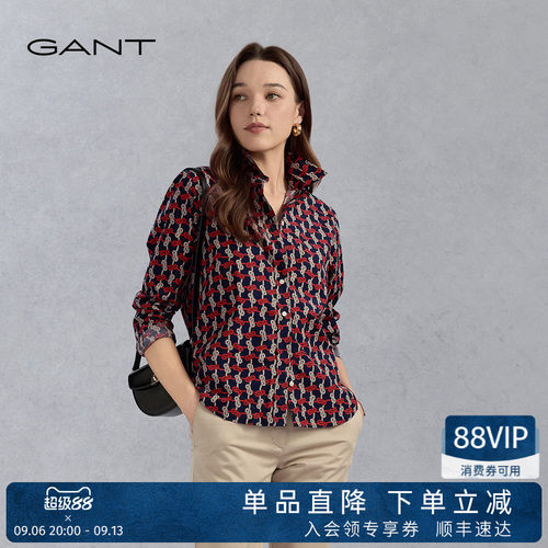 GANT/甘特纯棉女士复古长袖衬衫