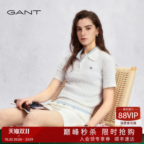 GANT/甘特女士绞花短袖针织衫