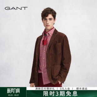 通勤西服版 男装 羊反绒复古休闲麂皮衣外套 甘特2025秋冬新款 GANT