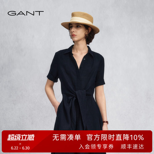 GANT/甘特女士纯亚麻连衣衬衫裙