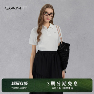 POLO衫 GANT 女士精梳棉T恤上衣小方格肌理感短袖 甘特2025新款 夏季