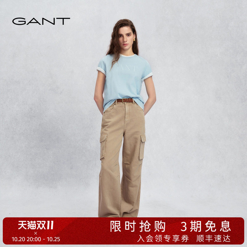 GANT/甘特26春夏新款季女士宽松直筒阔腿工装伞兵裤美式休闲裤子