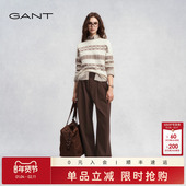 GANT 子 复古老钱风通勤裤 甘特2025秋冬新款 女士松紧腰阔腿休闲裤