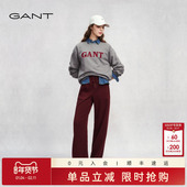 GANT 松紧腰加厚阔腿弹力老钱风百搭休闲裤 甘特2025秋冬新款 女裤