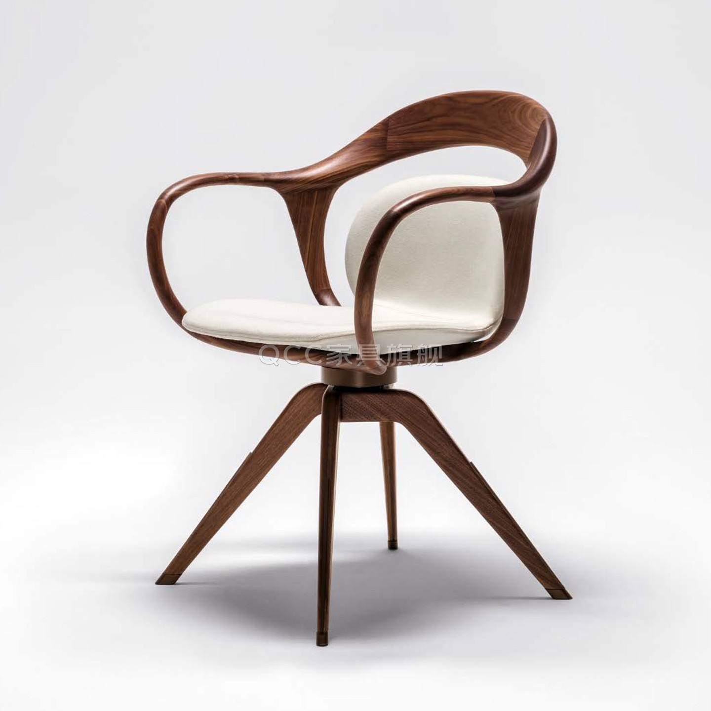 北美黑胡桃木诺拉天使真皮转椅