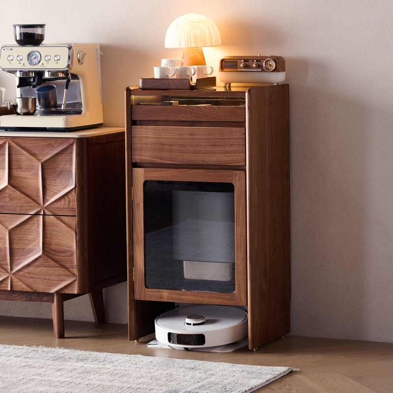 QCC扫地机收纳柜北美黑胡桃木