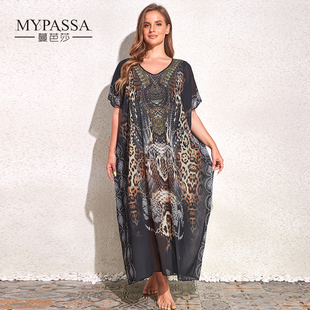 海滩披纱遮阳温泉外衫 MANBASHA蔓芭莎泳衣大号罩衫 裙显瘦胖mm大码