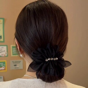 韩系网纱水钻蝴蝶结香蕉夹抓夹女后脑勺盘发头饰2025新款发夹发卡