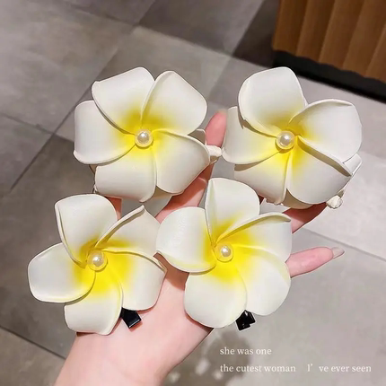 超仙鸡蛋花头饰夏季海边沙滩旅游度假拍照发卡鸡蛋花发夹傣族头饰