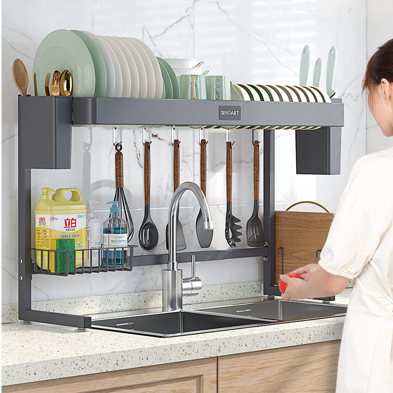 厨房水槽置物架家居可调节碗盘收纳层架台面多功能水池上碗碟沥水