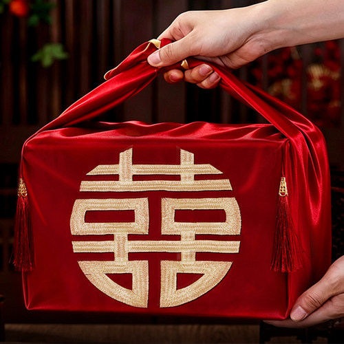结婚包袱皮刺绣大号红包袱新娘陪嫁喜盆包裹布包袱布婚庆用品大全