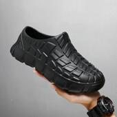 厨师男鞋 后厨干活防水上班厨房工作厚底休闲黑色皮鞋 秋季 2024新款