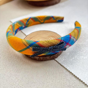 甜妹风~黄蓝小格子蝴蝶结发箍发圈精致bb鸭嘴小夹子2025新款发饰