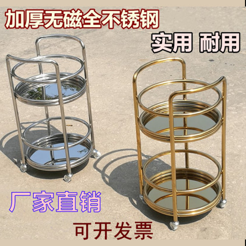 酒水车不锈钢圆形双层服务车推车
