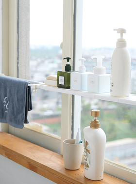 窗台可伸缩隔板厨房夹缝收纳伸缩杆宿舍置物分层架浴室收纳隔层板