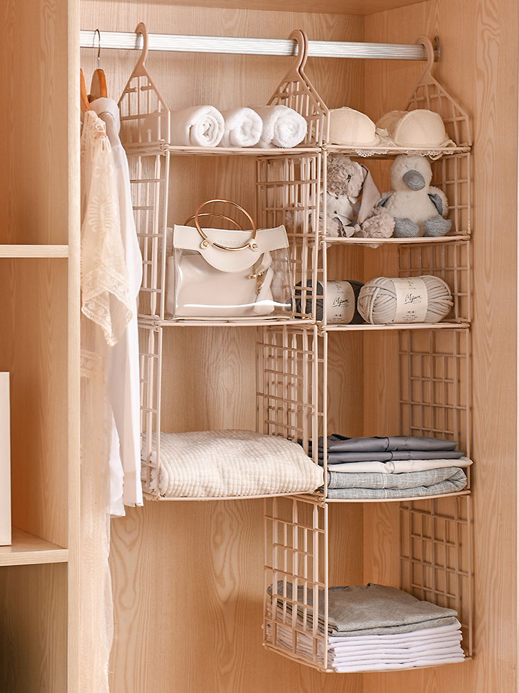 Dormitory wardrobe storage and finishing artifact Wardrobe overall cabinet layered partition storage shelf cabinet Bedroom storage shelf