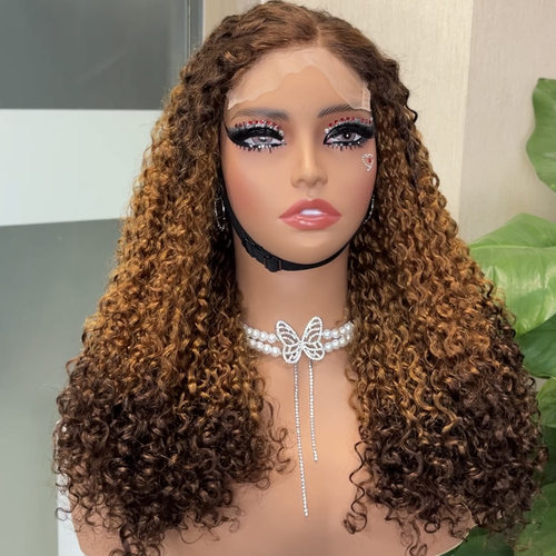 女士5x5pissy  curly wig真人发humanhairwig假发头套pixie卷曲束