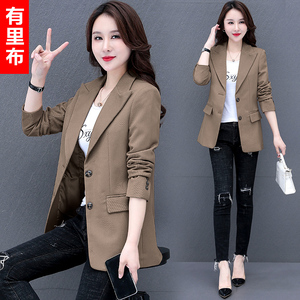 RY1831#卡其色西装外套女早春2022新款高级感气质休闲咖色西服上衣小个子