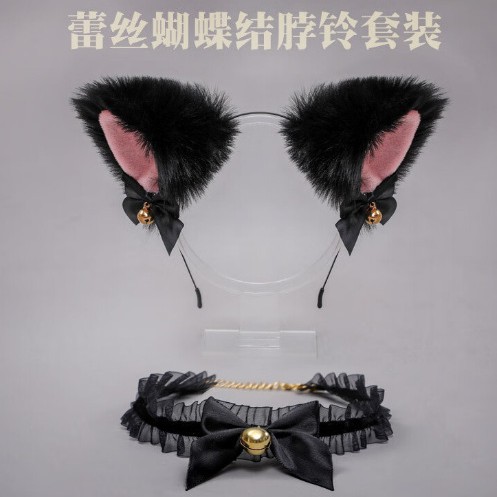 情趣配饰网红性感蕾丝铃铛猫耳朵发箍个性防滑压发高颅顶发卡头饰
