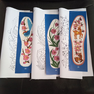 男女绣花鞋 垫半成品印花布面画好布片刺绣布手工绣花布整双带图纸