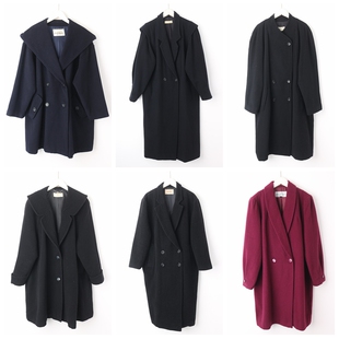 古着vintage大衣毛呢绒孤品外套日本制中长款单双排扣气质宽松17D