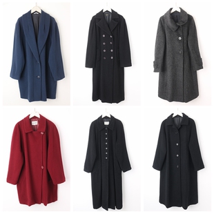 古着vintage大衣毛呢绒孤品外套日本制中长款单双排扣气质宽松17C