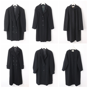 古着vintage大衣毛呢绒孤品外套日本制中长款单双排扣气质宽松21B