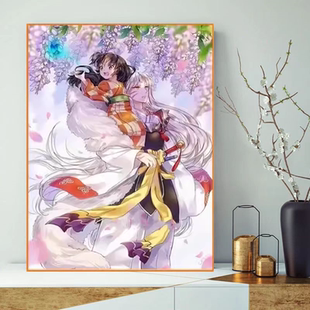 十字绣杀生丸紫藤花2024新款线绣客厅卡通动漫犬夜叉唯美浪漫简单